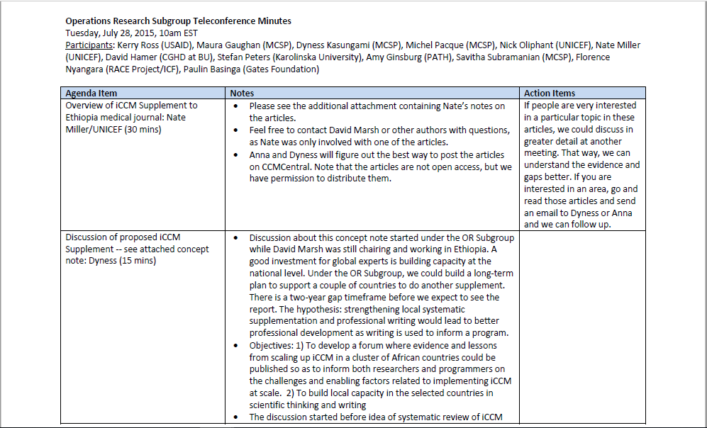 OR Subgroup Meeting Notes (CCM Task Force) - July 28, 2015 | Child ...