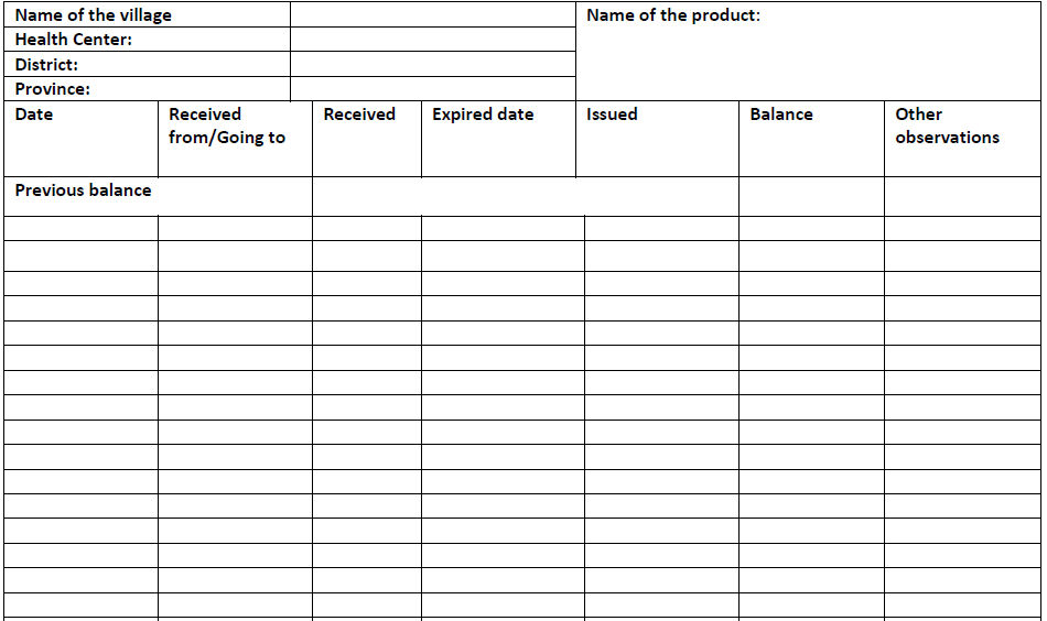 Rwandan Stock Card - English (2014) | Child Health Task Force